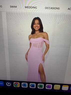 Hello Molly One-Shoulder Corset Maxi Dress in Light Pink